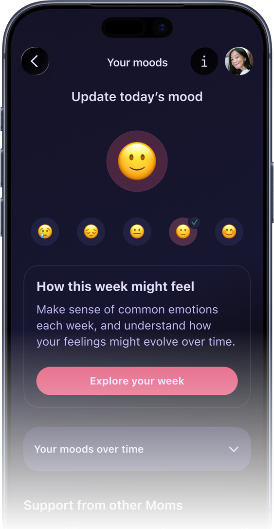 The Pregnancy+ mood tracker, open